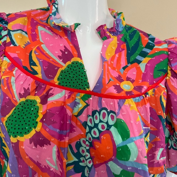 CROSBY by Mollie Burch Rosie Heat Waves Tropical Cotton Blouse - Picture 5 of 9